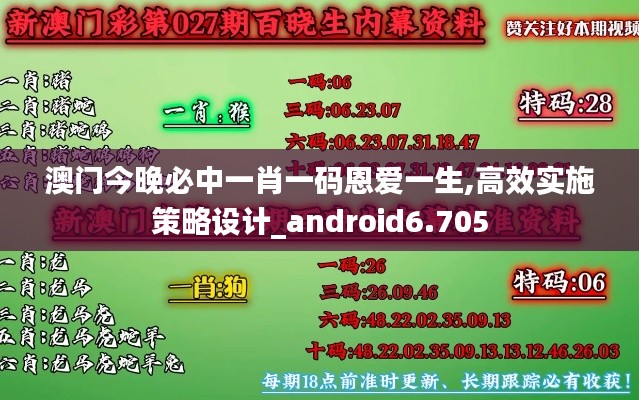澳门今晚必中一肖一码恩爱一生,高效实施策略设计_android6.705