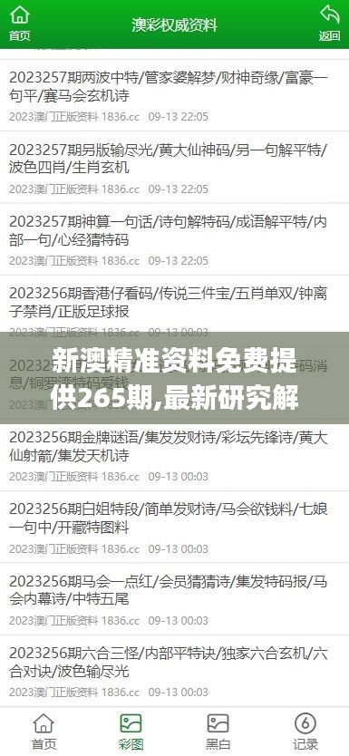 新澳精准资料免费提供265期,最新研究解析说明_专属版3.609
