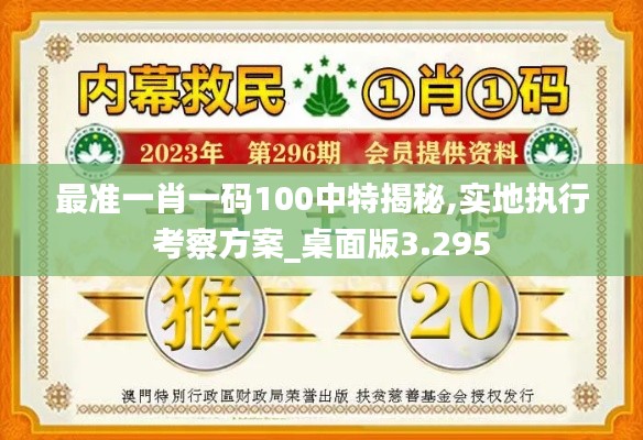 最准一肖一码100中特揭秘,实地执行考察方案_桌面版3.295