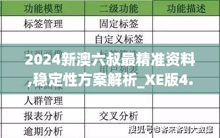 2024新澳六叔最精准资料,稳定性方案解析_XE版4.783