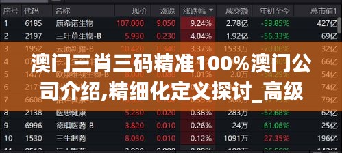 澳门三肖三码精准100%澳门公司介绍,精细化定义探讨_高级款9.795