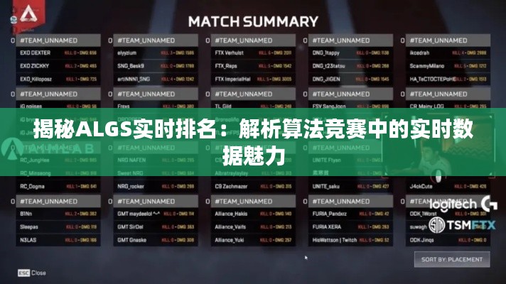 揭秘ALGS实时排名:解析算法竞赛中的实时数据魅力