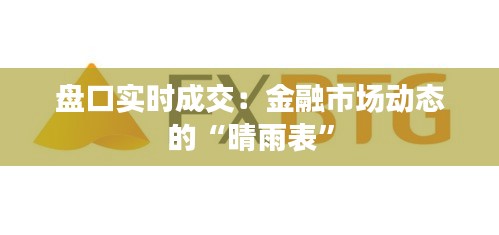 盘口实时成交:金融市场动态的“晴雨表”