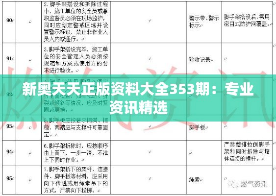 新奥天天正版资料大全353期:专业资讯精选