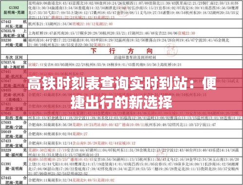 高铁时刻表查询实时到站:便捷出行的新选择