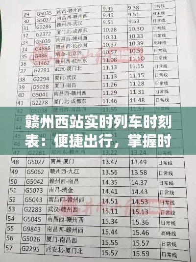 赣州西站实时列车时刻表:便捷出行,掌握时间脉搏