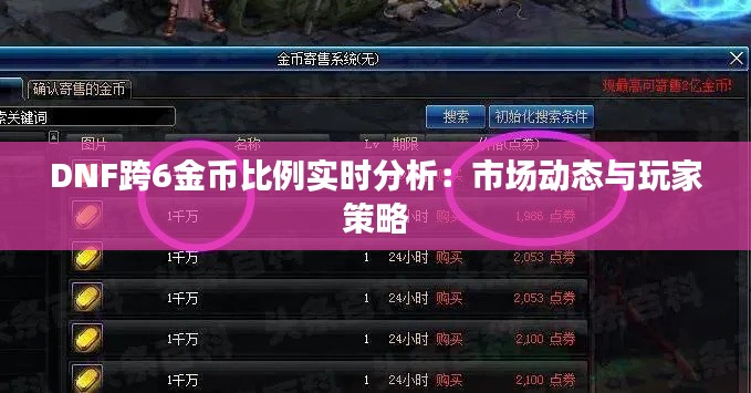 DNF跨6金币比例实时分析:市场动态与玩家策略