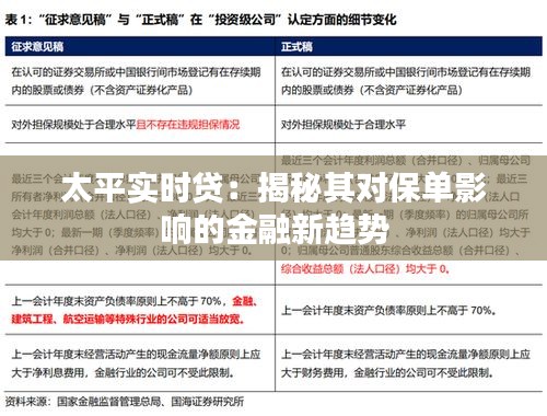 太平实时贷:揭秘其对保单影响的金融新趋势