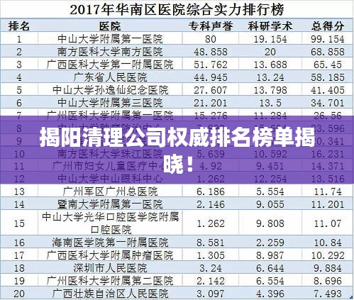 揭阳清理公司权威排名榜单揭晓!