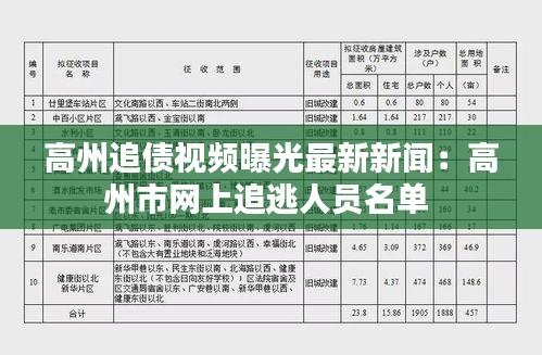 高州追债视频曝光最新新闻:高州市网上追逃人员名单