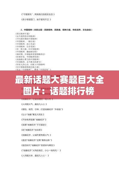 最新话题大赛题目大全图片:话题排行榜