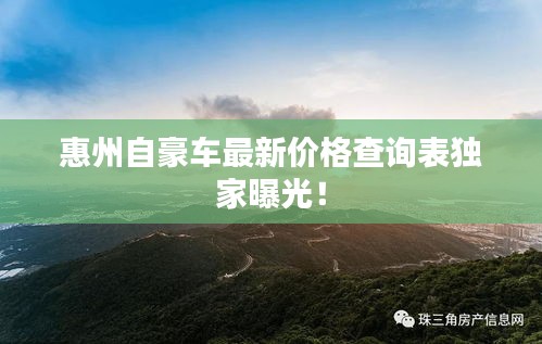 惠州自豪车最新价格查询表独家曝光！