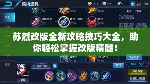 苏烈改版全新攻略技巧大全,助你轻松掌握改版精髓!