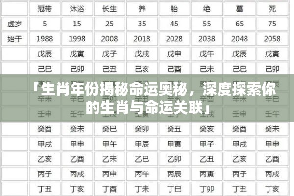 「生肖年份揭秘命运奥秘，深度探索你的生肖与命运关联」