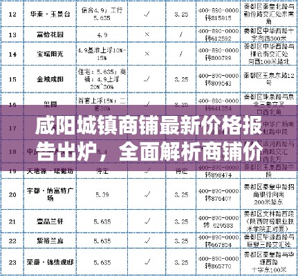 咸阳城镇商铺最新价格报告出炉,全面解析商铺价格走势