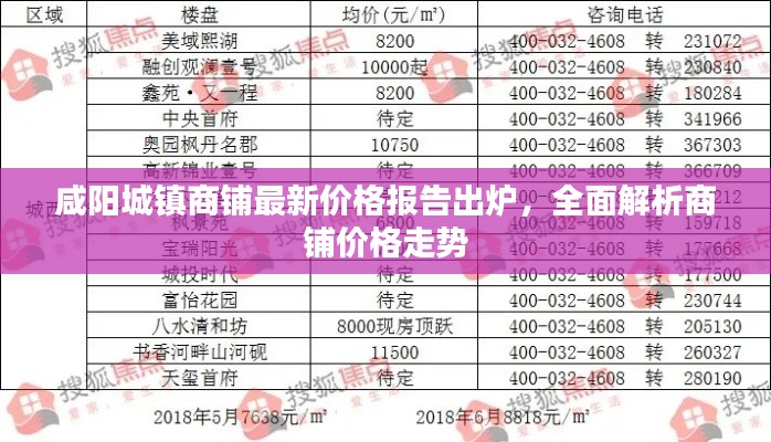 咸阳城镇商铺最新价格报告出炉,全面解析商铺价格走势