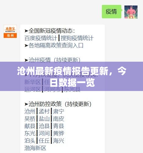 沧州最新疫情报告更新,今日数据一览