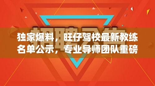 独家爆料,旺仔驾校最新教练名单公示,专业导师团队重磅出炉!