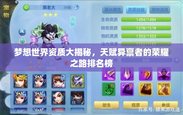 梦想世界资质大揭秘,天赋异禀者的荣耀之路排名榜