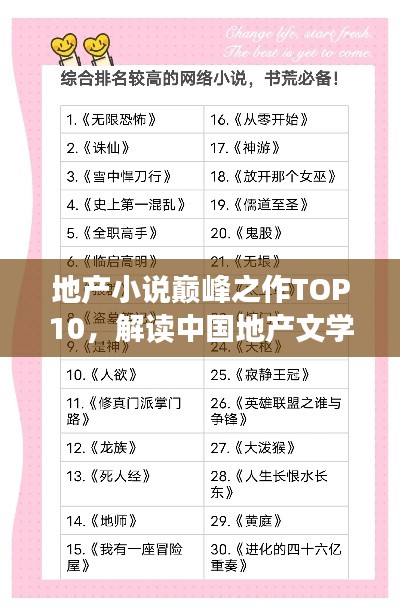 地产小说巅峰之作TOP10,解读中国地产文学排行榜