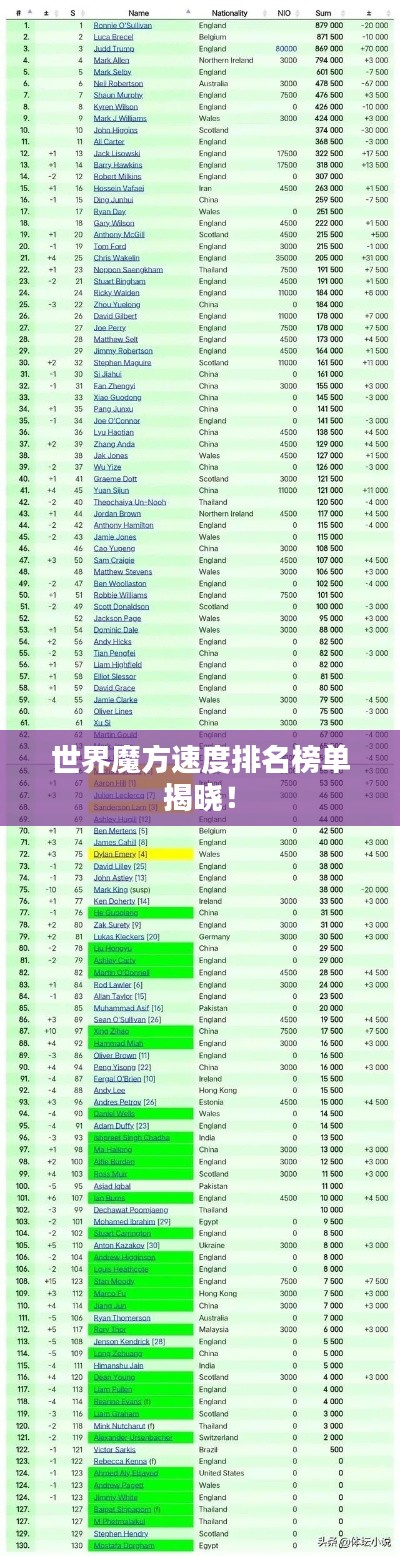 世界魔方速度排名榜单揭晓!