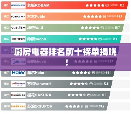 厨房电器排名前十榜单揭晓!