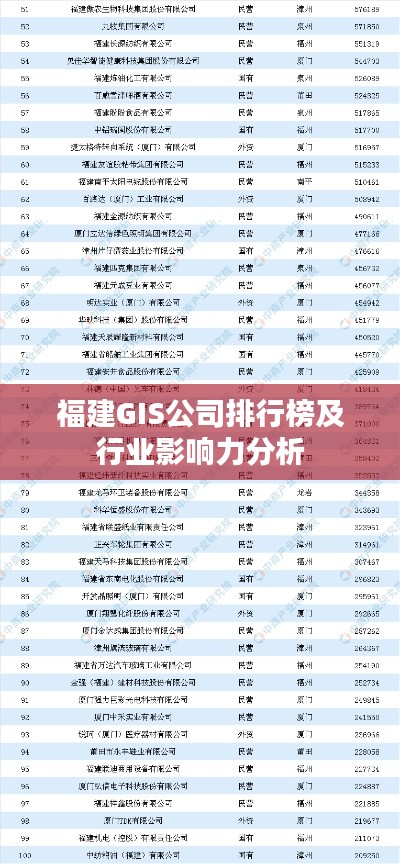 福建GIS公司排行榜及行业影响力分析