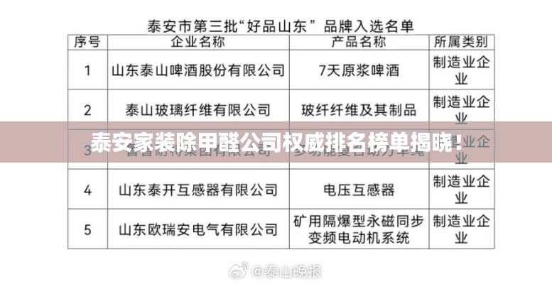 泰安家装除甲醛公司权威排名榜单揭晓!