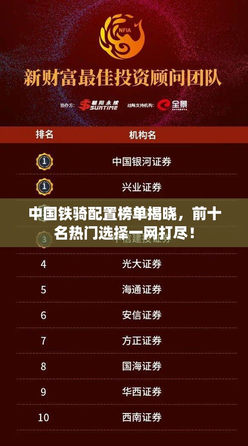 中国铁骑配置榜单揭晓,前十名热门选择一网打尽!